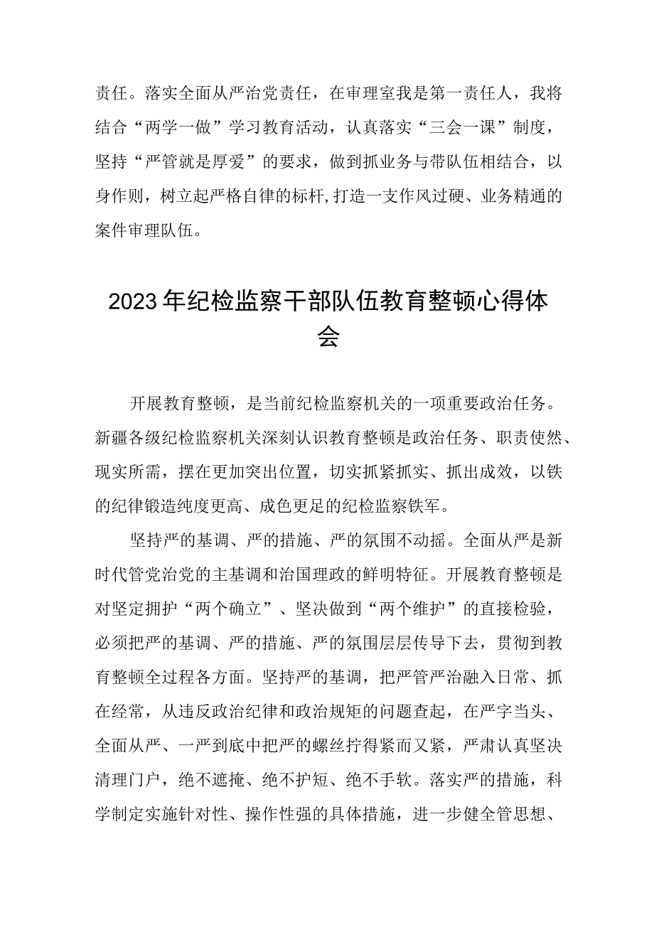 2023全国纪检监察干部队伍教育整顿教育活动的心得体会六篇.docx_第3页