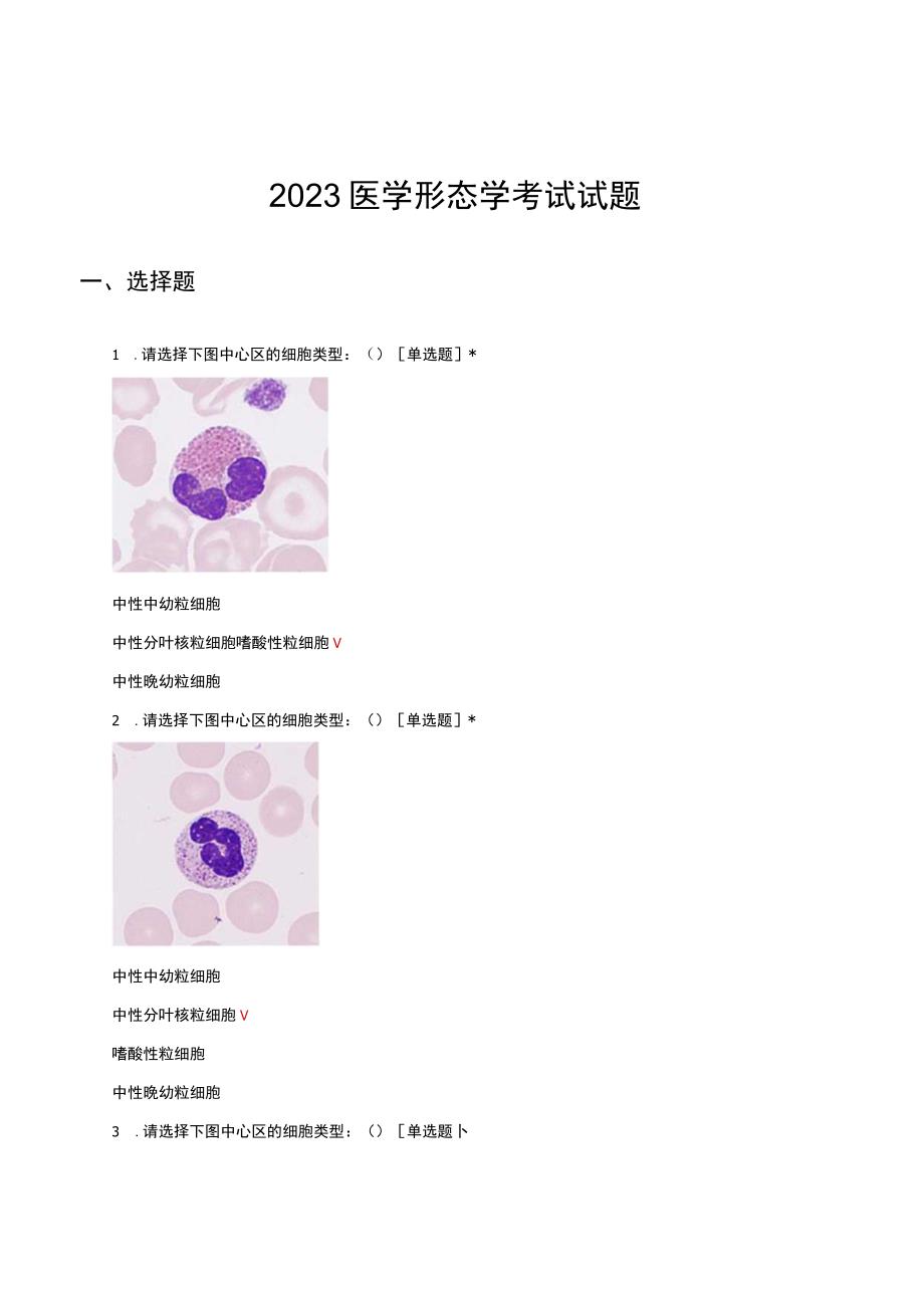 2023医学形态学考试试题及答案.docx_第1页