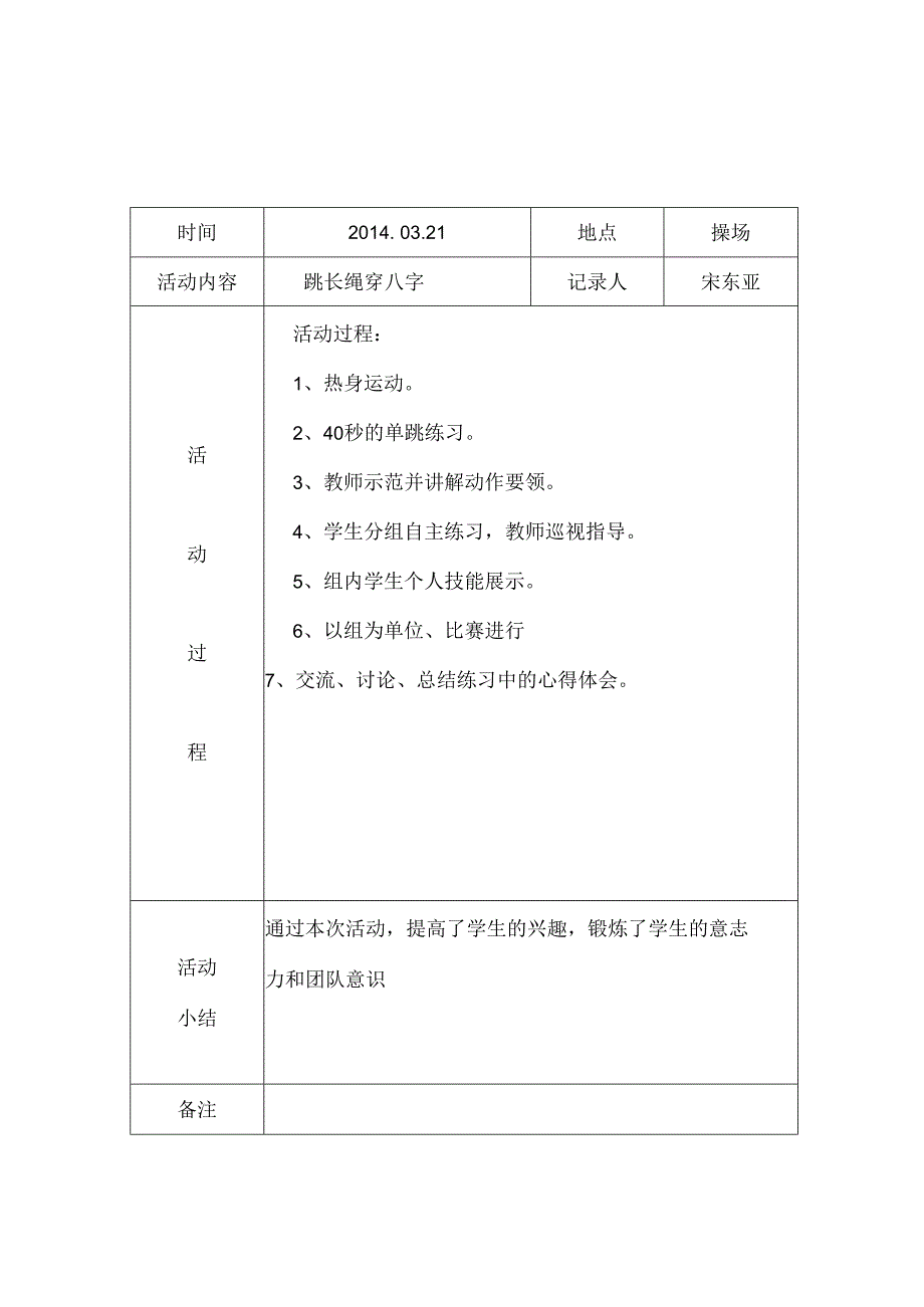 20132014(二)跳绳社团活动记录表.docx_第1页