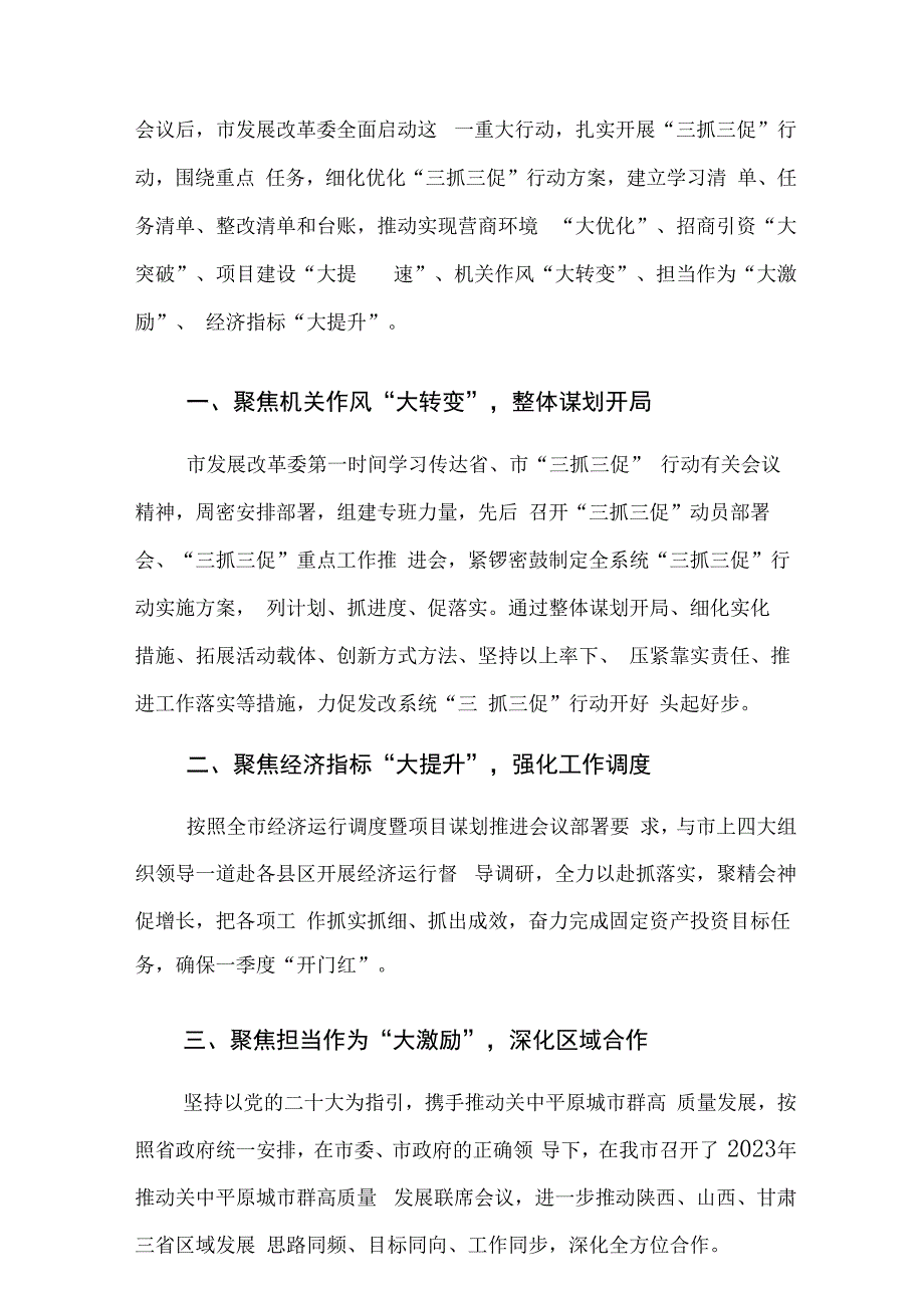 2023市发展改革委三抓三促行动情况汇报发改委抓学习促提升抓执行促落实抓效能促发展甘肃省.docx_第2页