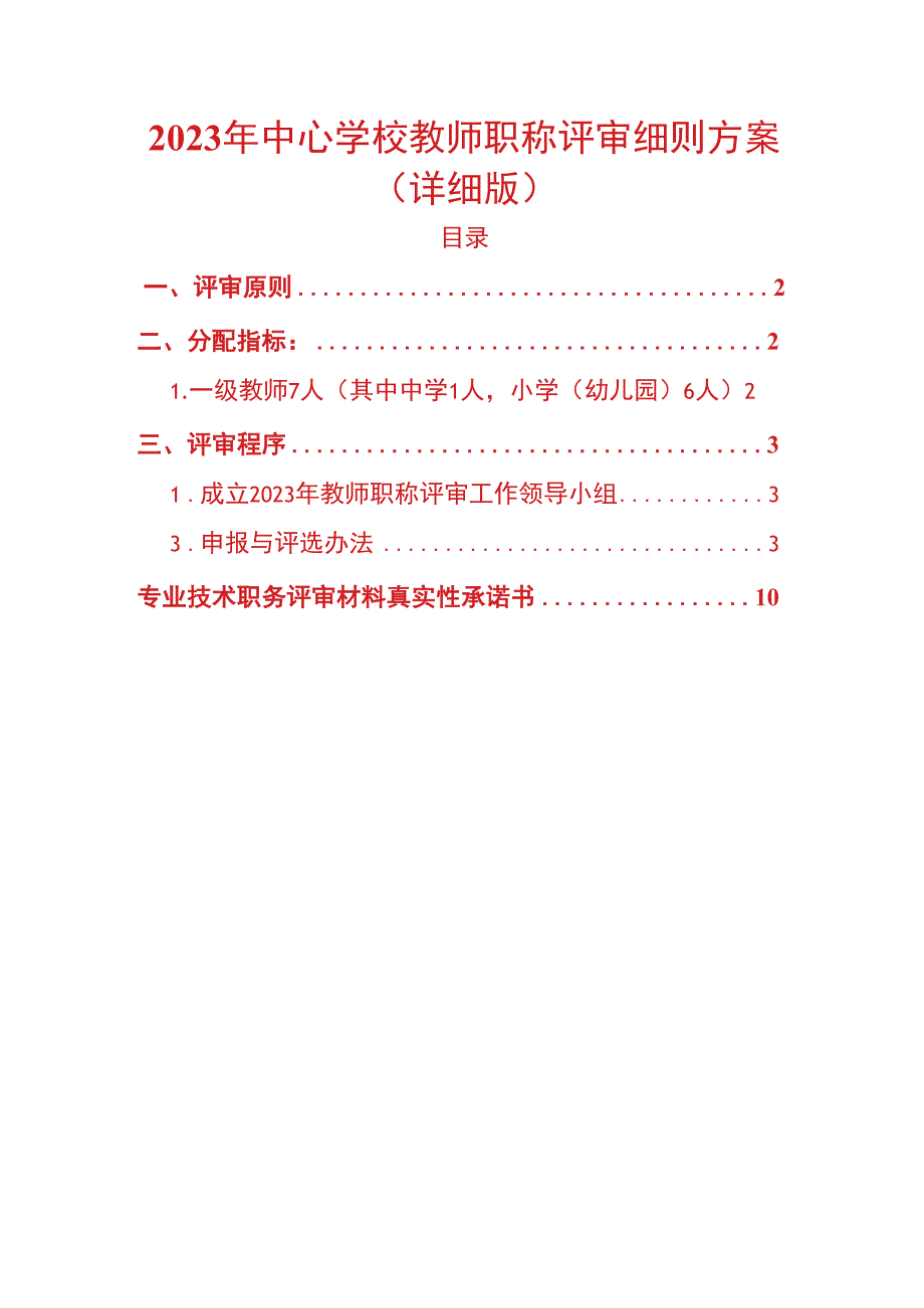 2023年中心学校教师职称评审细则方案.docx_第1页