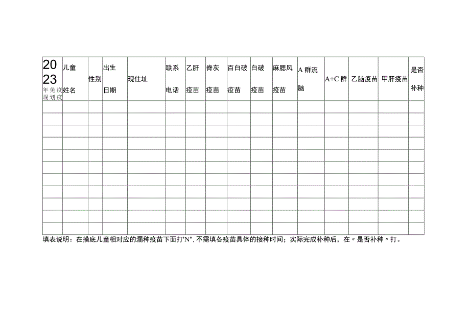 2023年免疫规划疫苗查漏补种摸底与接种登记表.docx_第1页