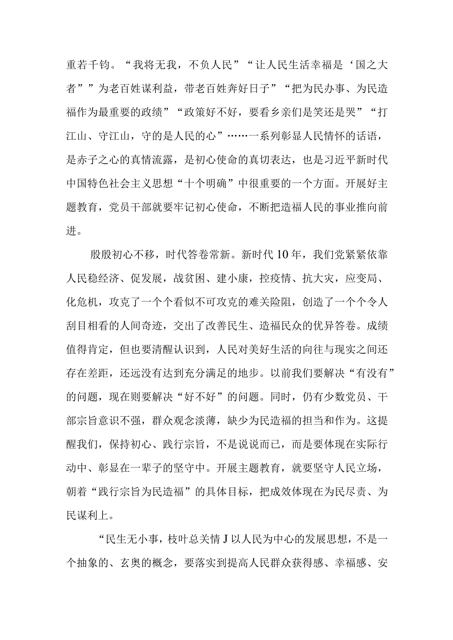 2023年党员干部开展主题教育践行宗旨为民造福心得体会研讨发言.docx_第2页