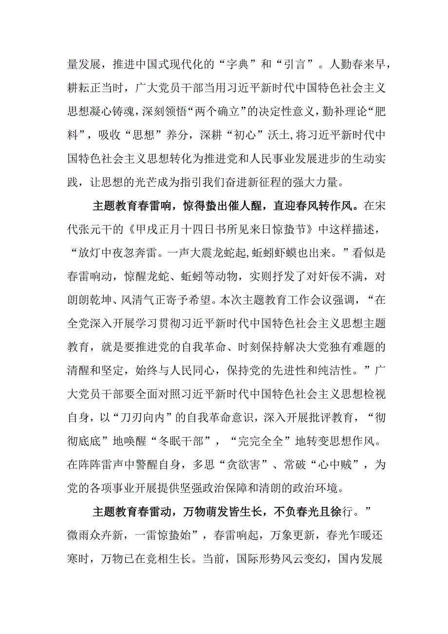 2023年在学习贯彻主题教育座谈会上的研讨发言材料及活动方案.docx_第2页