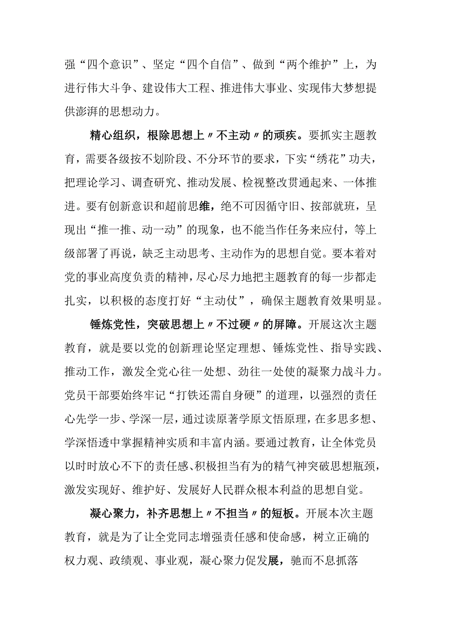 2023年在专题学习主题教育座谈会上的发言材料后附工作方案.docx_第2页