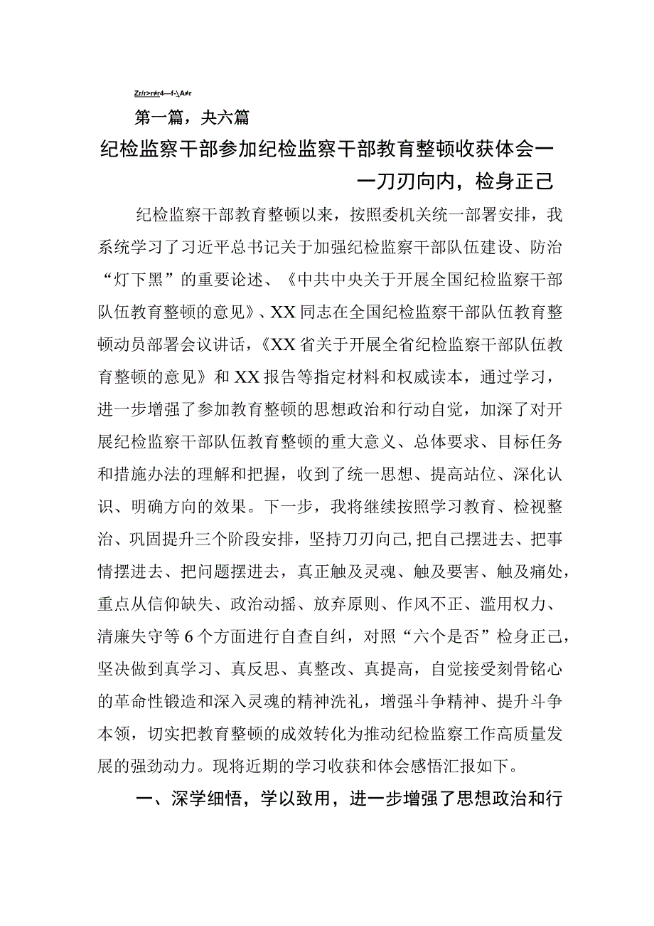 2023年度开展纪检监察干部队伍教育整顿发言材料.docx_第1页