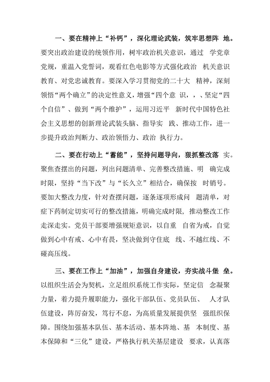 2023年度基层组织生活会和组织评议党员大会上的点评讲话材料共5篇.docx_第2页