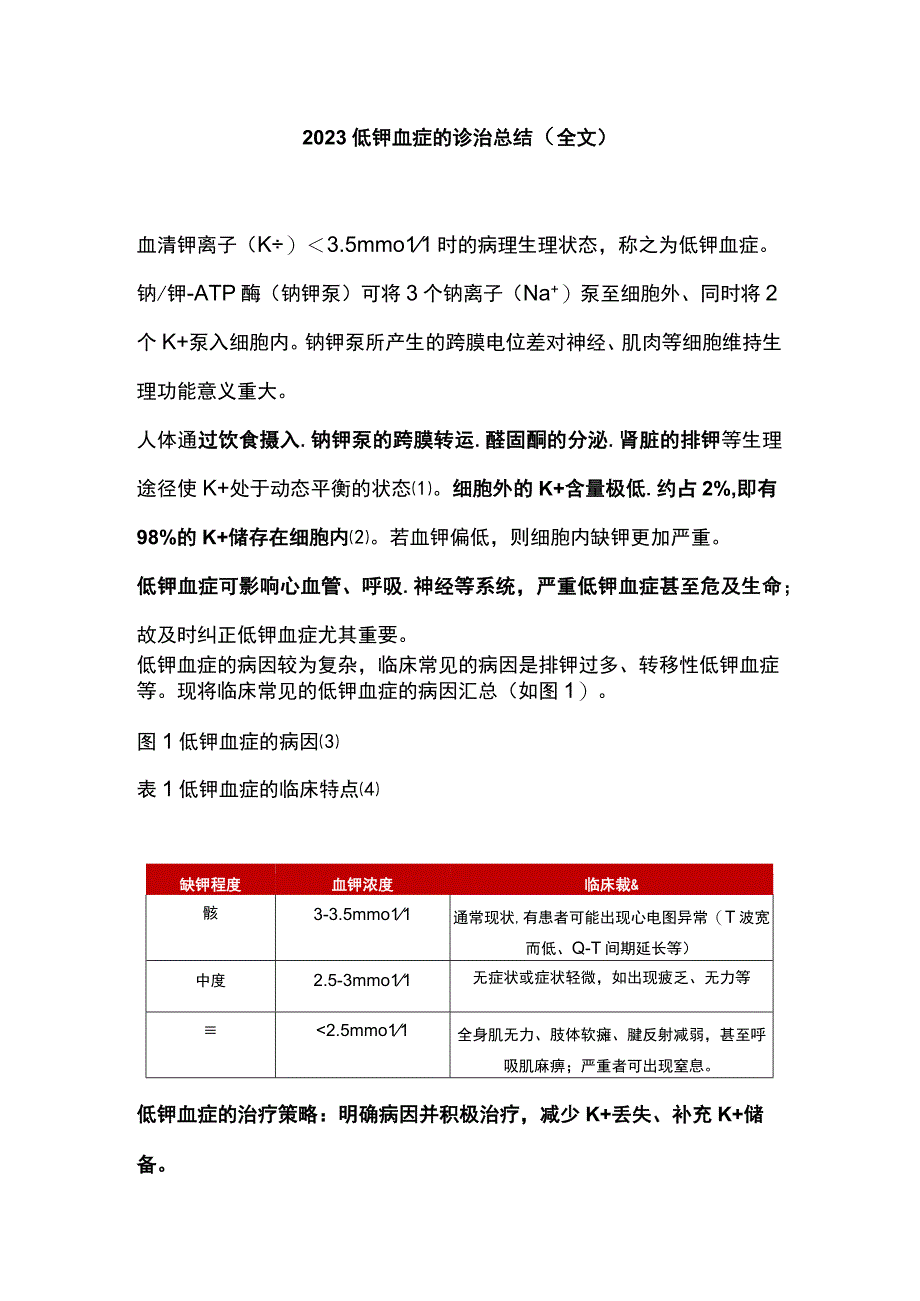 2023低钾血症的诊治总结（全文）.docx_第1页