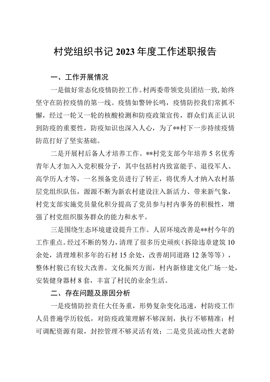 20232023年村党组织书记述职报告.docx_第1页