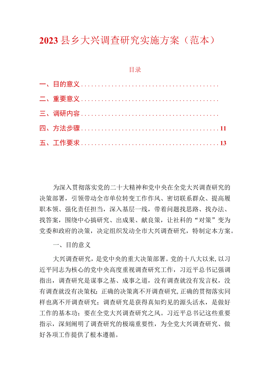 2023县乡大兴调查研究实施方案（范本）.docx_第1页