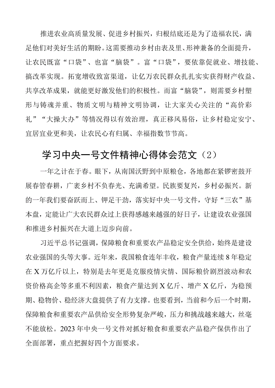 2023年一号文件精神心得体会研讨发言材料4篇.docx_第2页