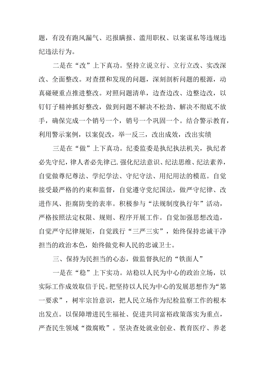 2023开展纪检监察干部队伍教育整顿专题研讨发言材料共六篇.docx_第3页