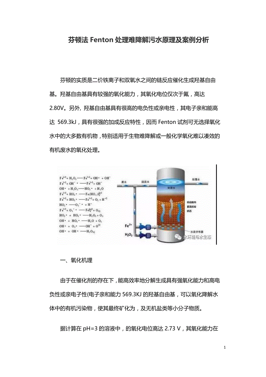 芬顿法Fenton处理难降解污水原理及案例分析.doc_第1页