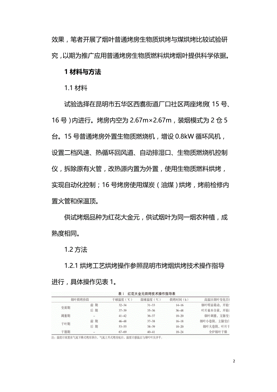 烟叶普通烤房生物质烘烤与煤炭烘烤比较研究.doc_第2页