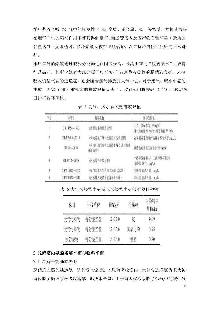 烟气脱硝逃逸氨的迁移转化及其对脱硫废水处理的影响.doc_第3页