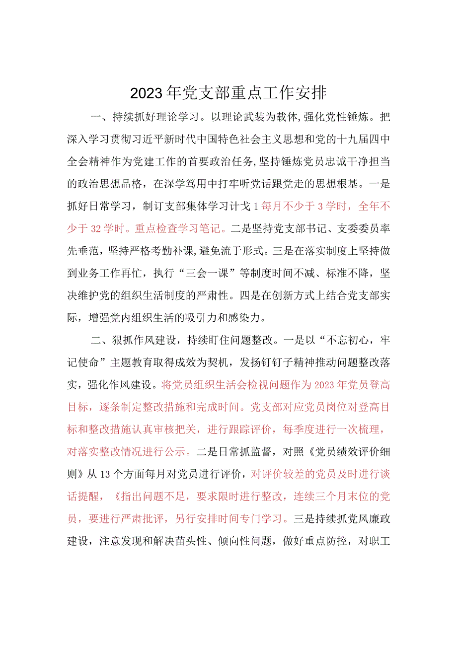 2023年煤矿区队党支部重点工作安排.docx_第1页