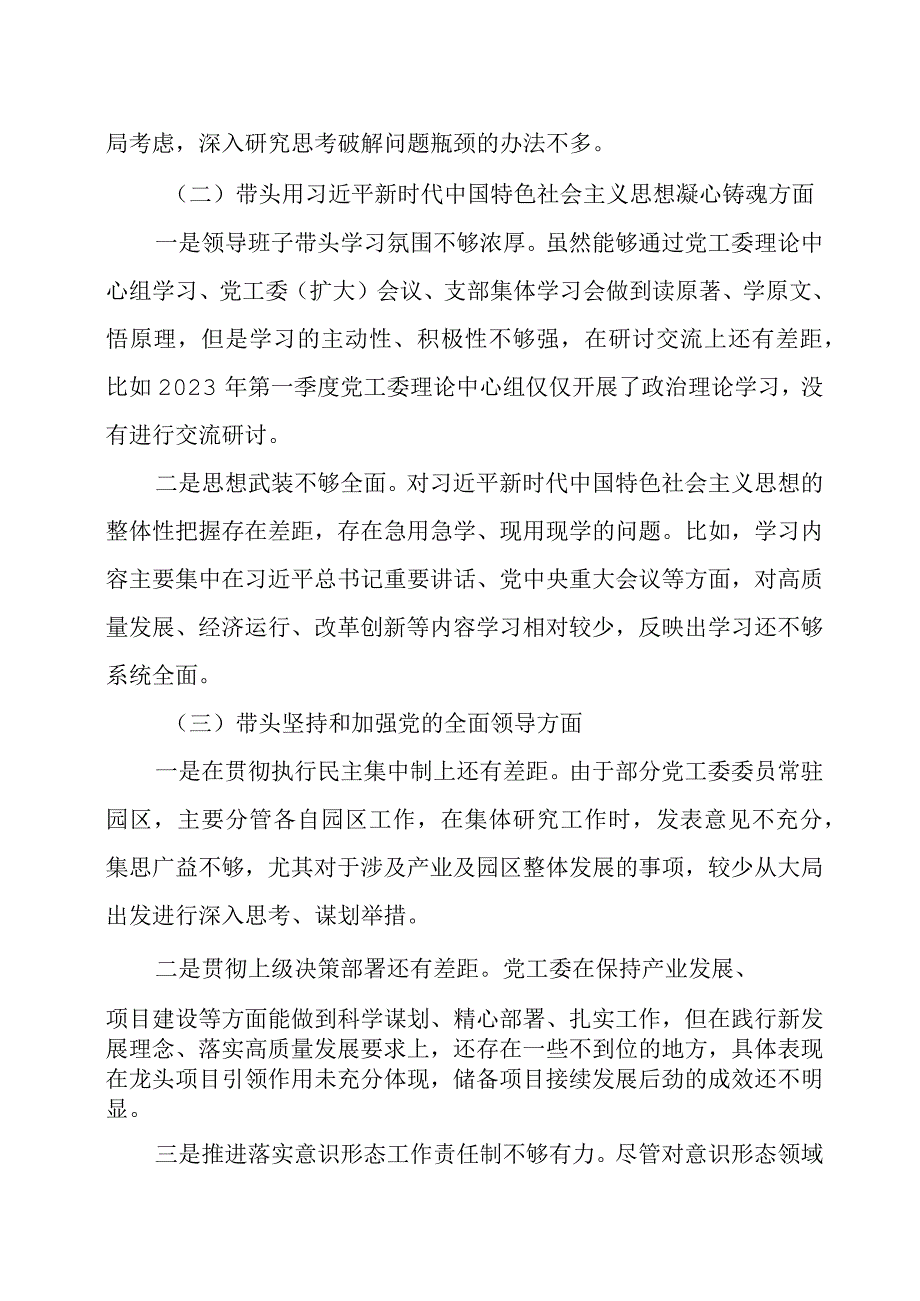 2023年度专题民主生活会六个带头领导班子对照检查材料及领导点评讲话.docx_第2页