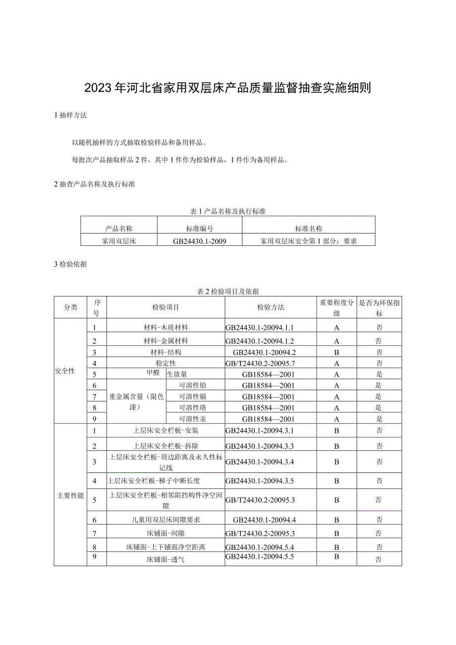 2023年河北省家用双层床产品质量监督抽查实施细则.docx_第1页