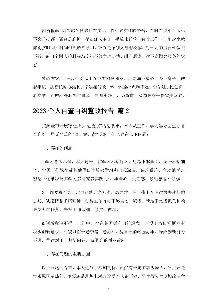 2023个人自查自纠整改报告.docx_第2页