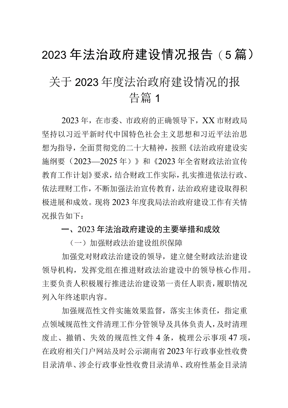 2023年法治政府建设情况报告（5篇）.docx_第1页