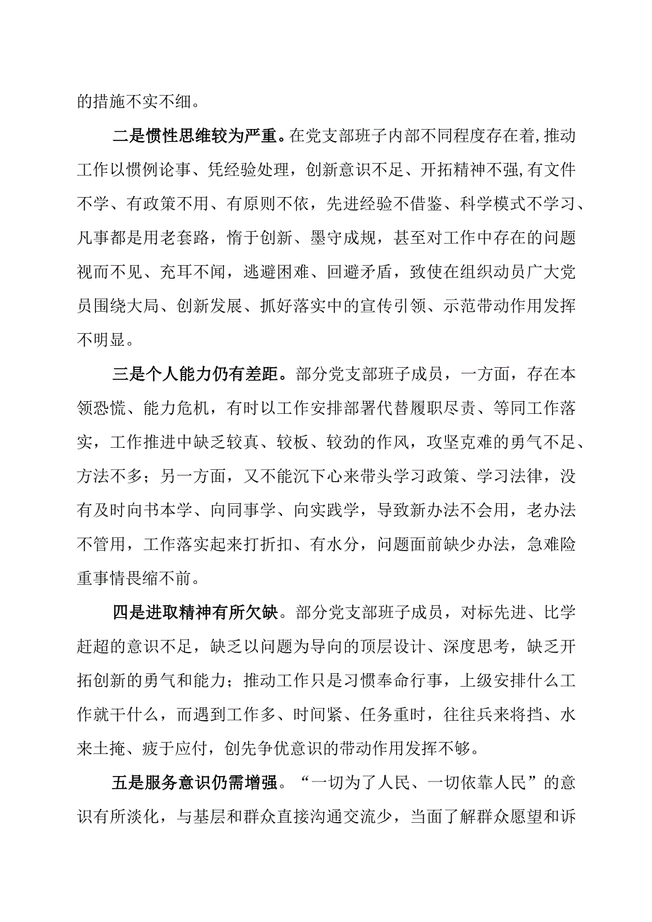 2023年度组织生活会党支部班子及个人对照检查材料两篇.docx_第2页