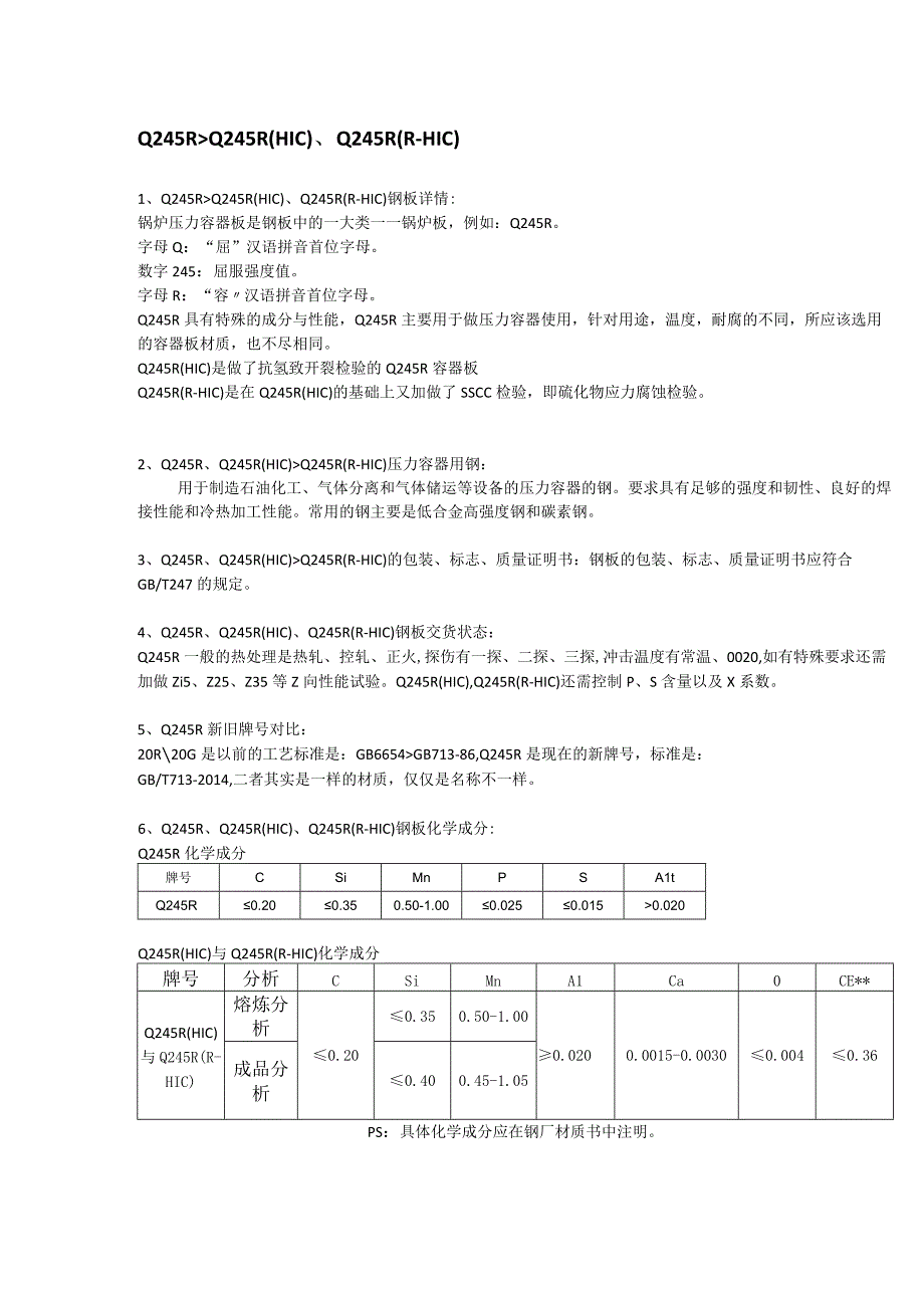 Q245R(RHIC)抗氢板材质分析及应用范围.docx_第1页