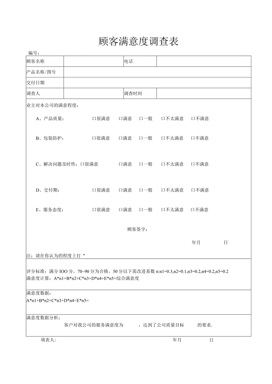 APQP顾客满意度调查表.docx_第1页