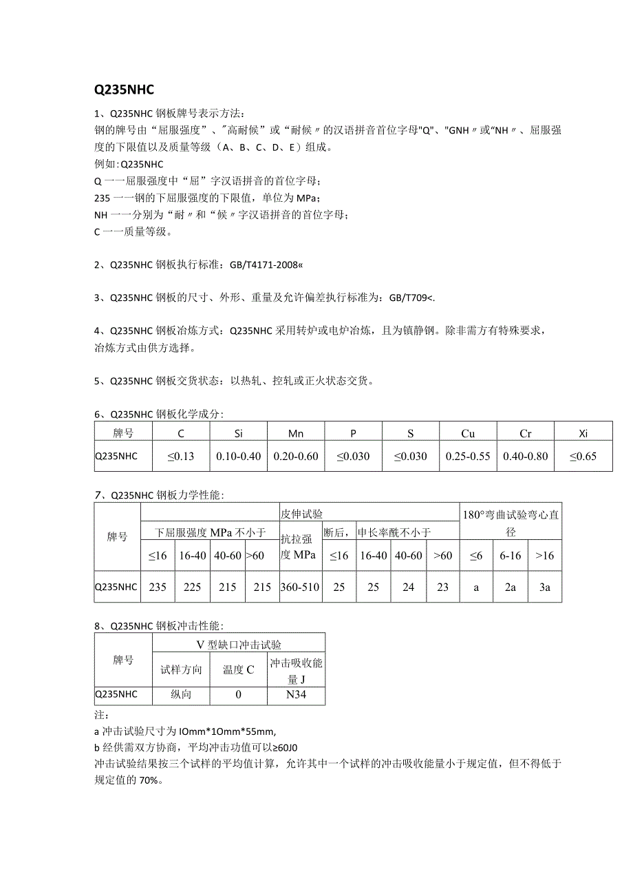 Q235NHC耐候钢执行标准及应用范围.docx_第1页