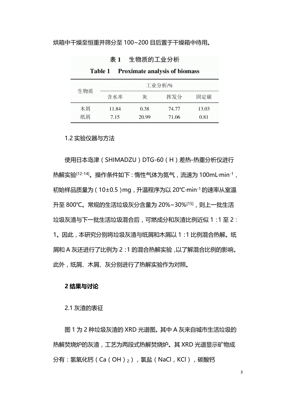 生活垃圾灰渣对生物质的热解特性及动力学的影响.doc_第3页