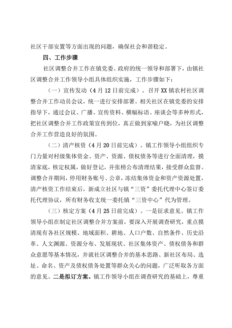 XX镇社区调整合并工作实施方案.docx_第3页