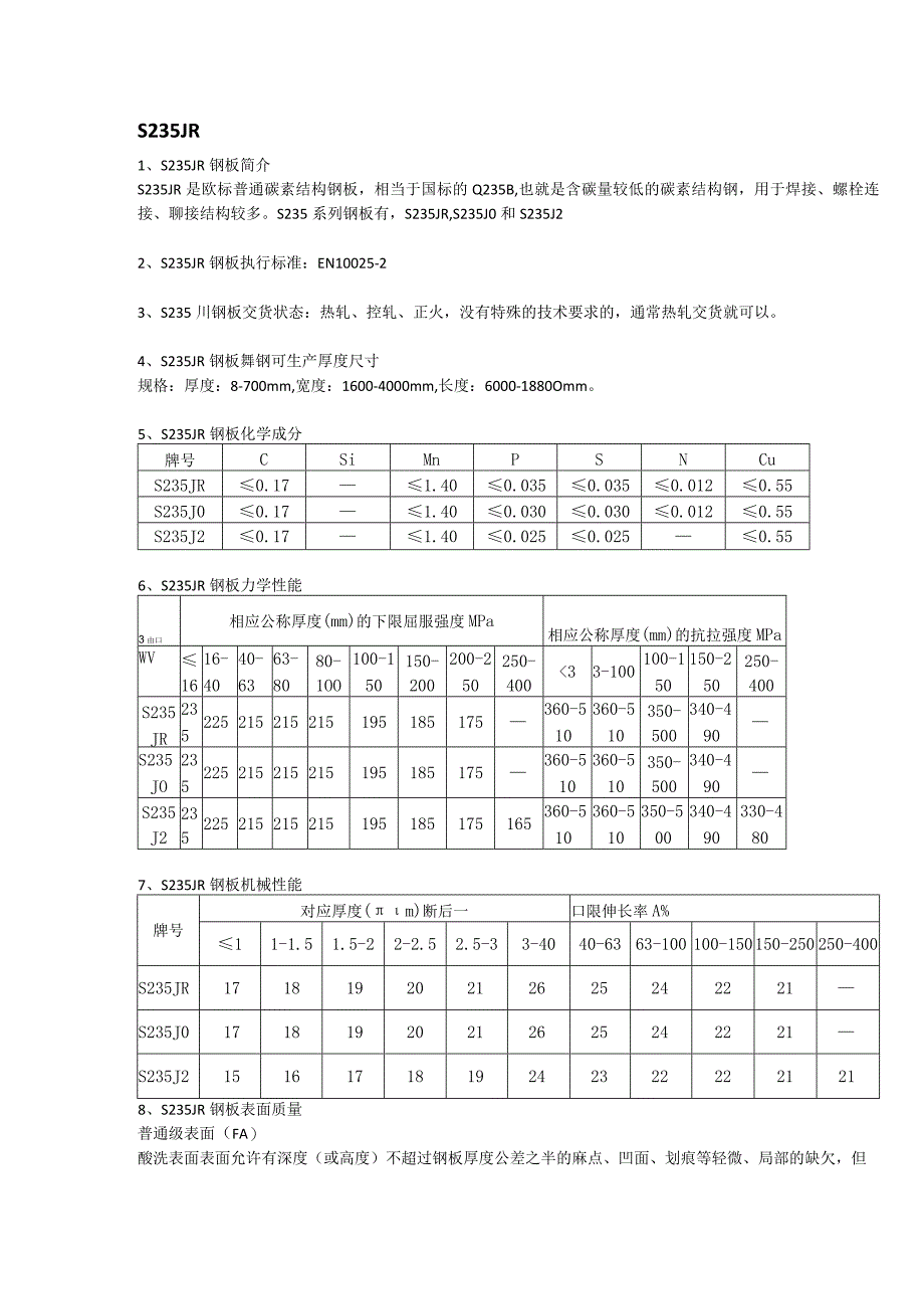 S235JR欧标碳素结构钢应用范围及执行标准.docx_第1页