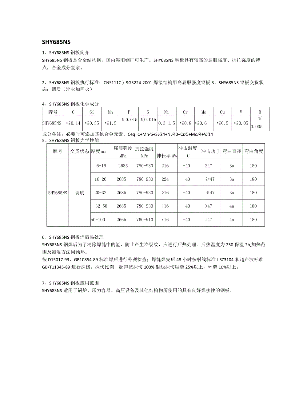 SHY685NS钢板材质分析及成分性能.docx_第1页