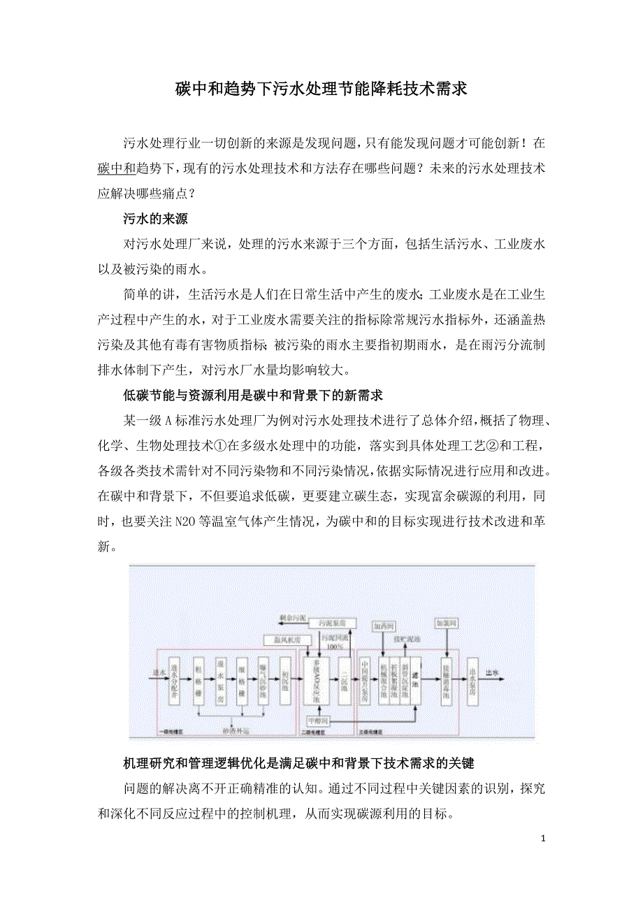 碳中和趋势下污水处理节能降耗技术需求.doc_第1页