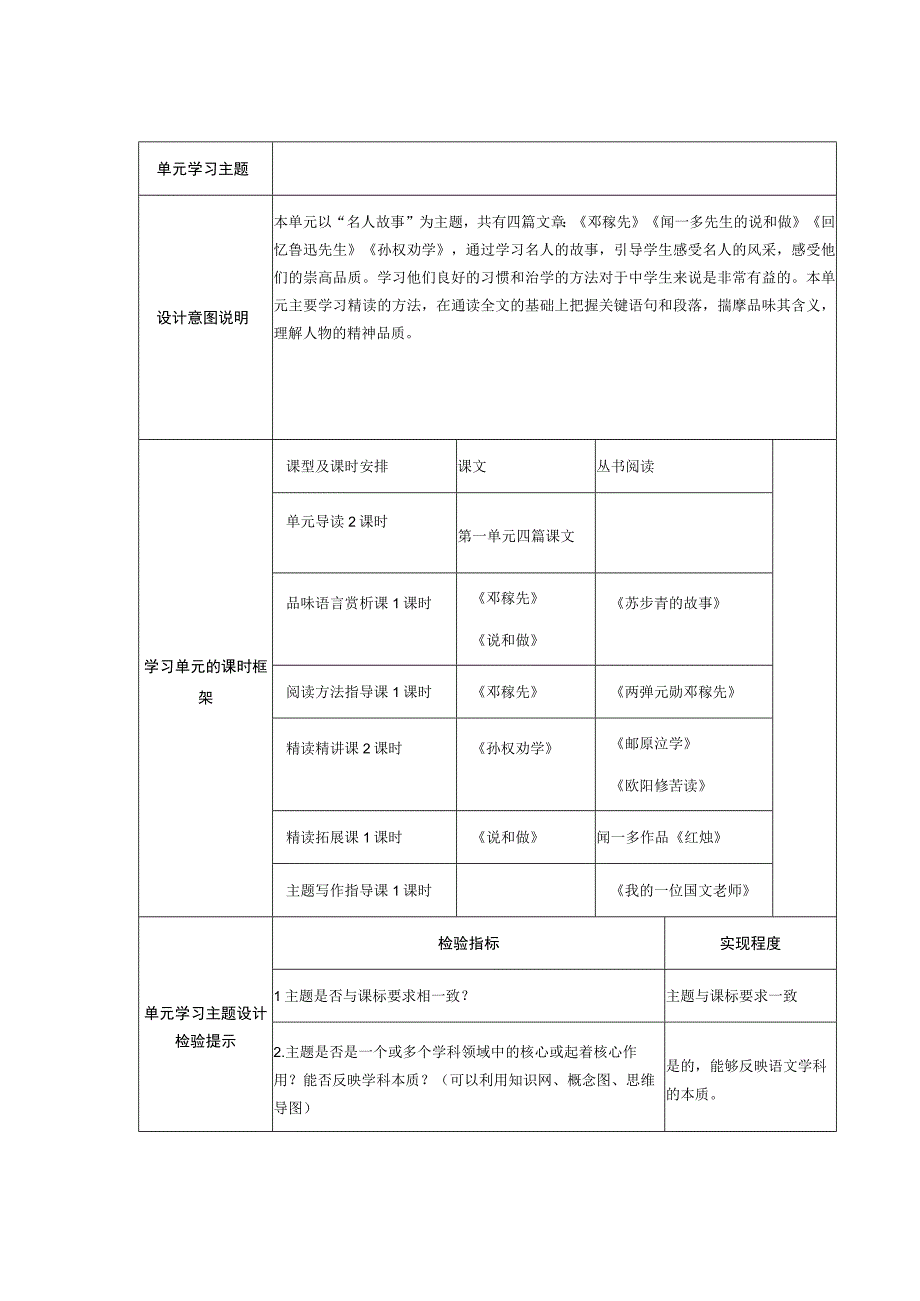 七年级下册第一单元主题设计.docx_第1页