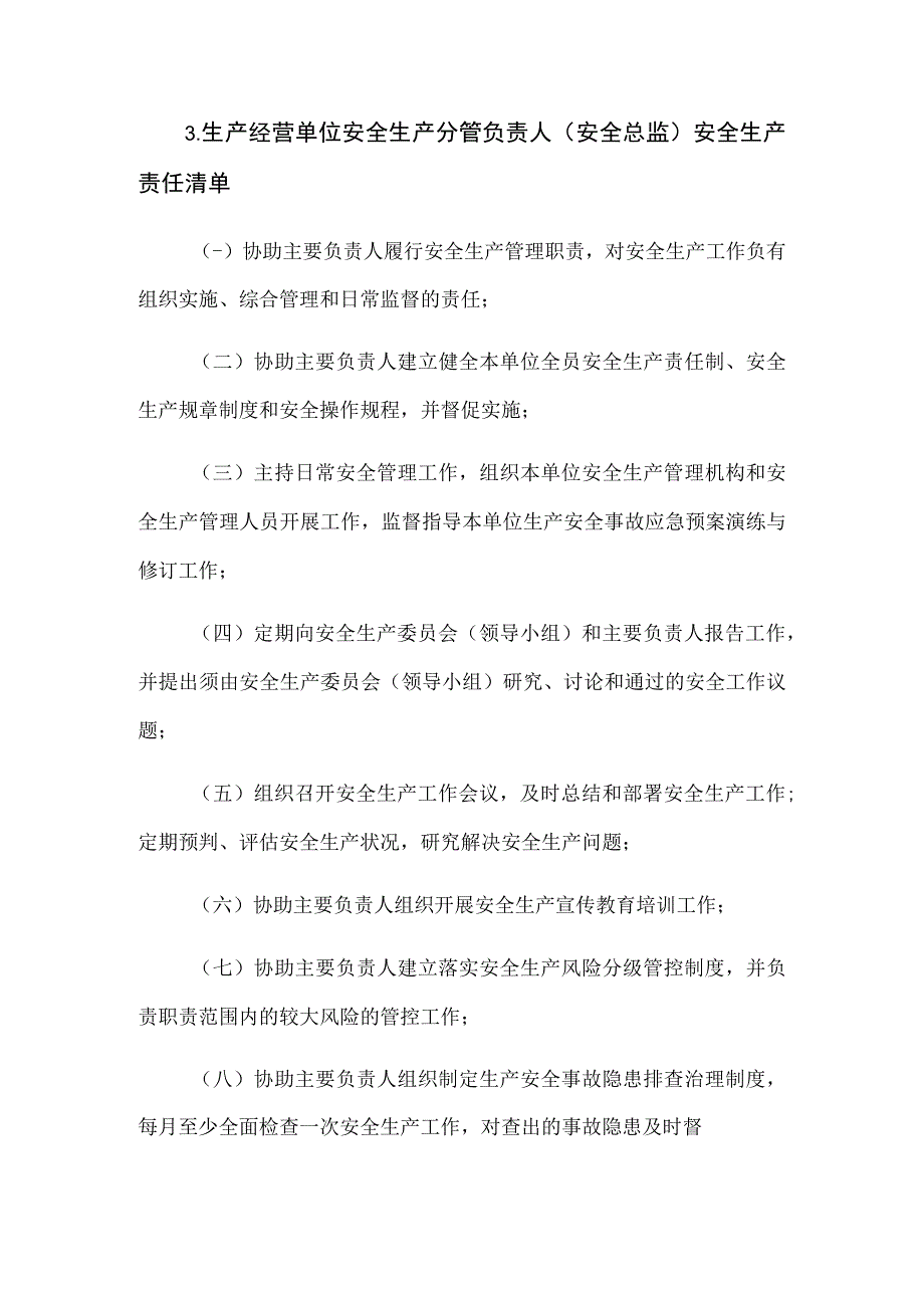 三安全生产分管负责人安全总监安全生产责任清单.docx_第1页