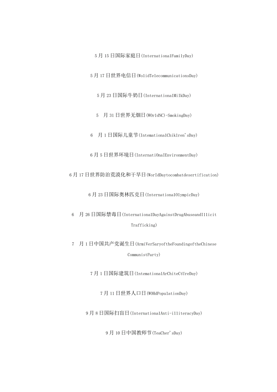 中国及国际各种节日的英文表达.docx_第3页