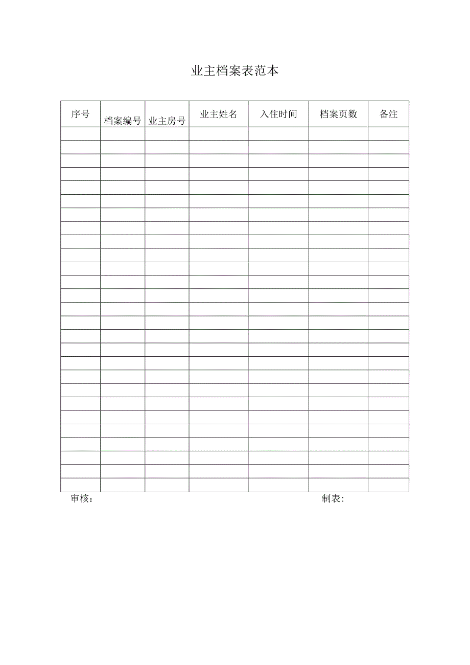 业主档案表范本.docx_第1页