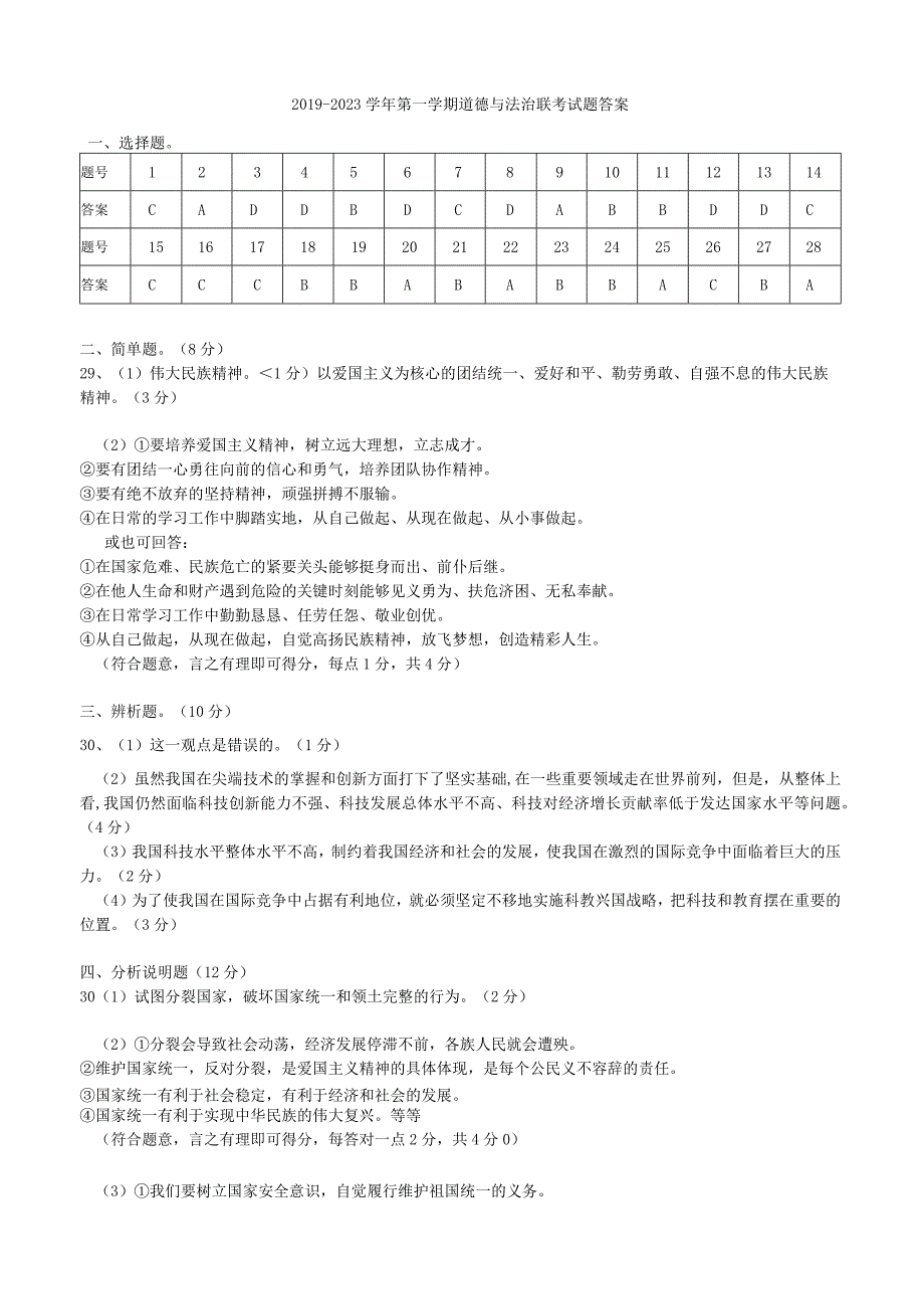 九年级道德与法治联考答案.docx_第1页