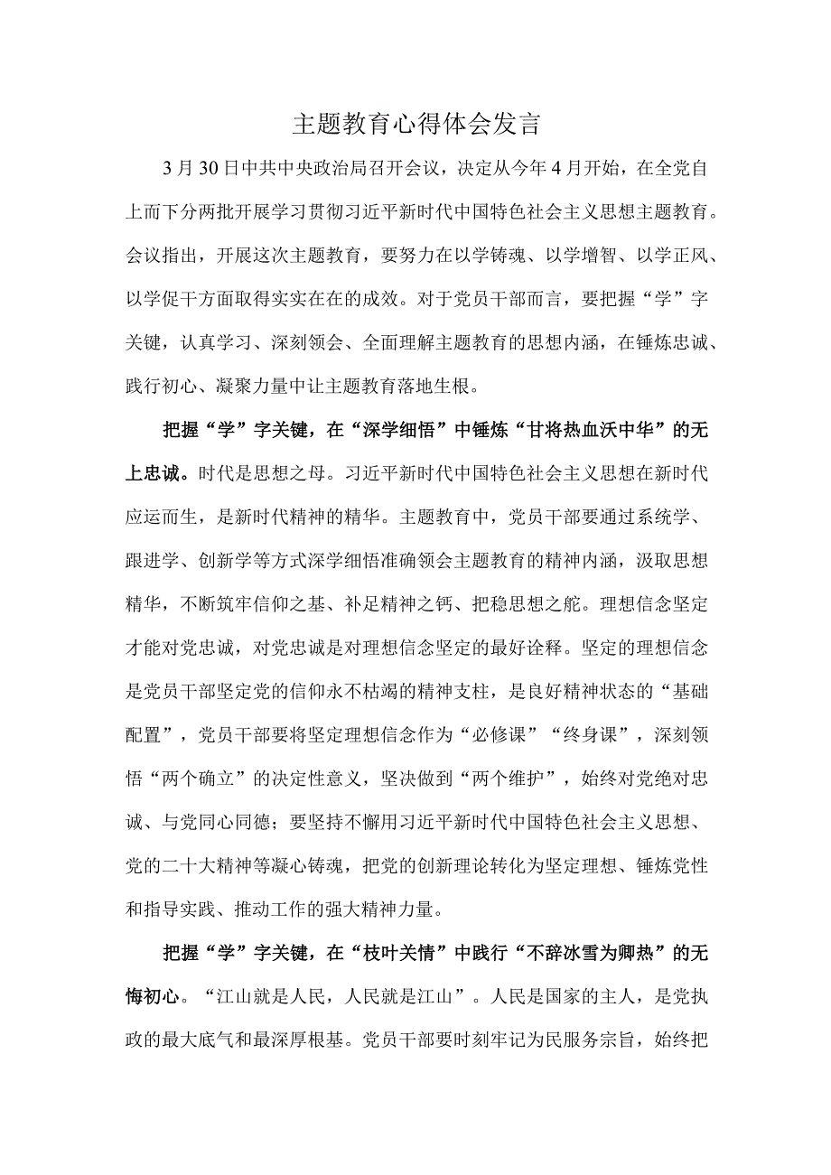 主题教育心得体会发言.docx_第1页