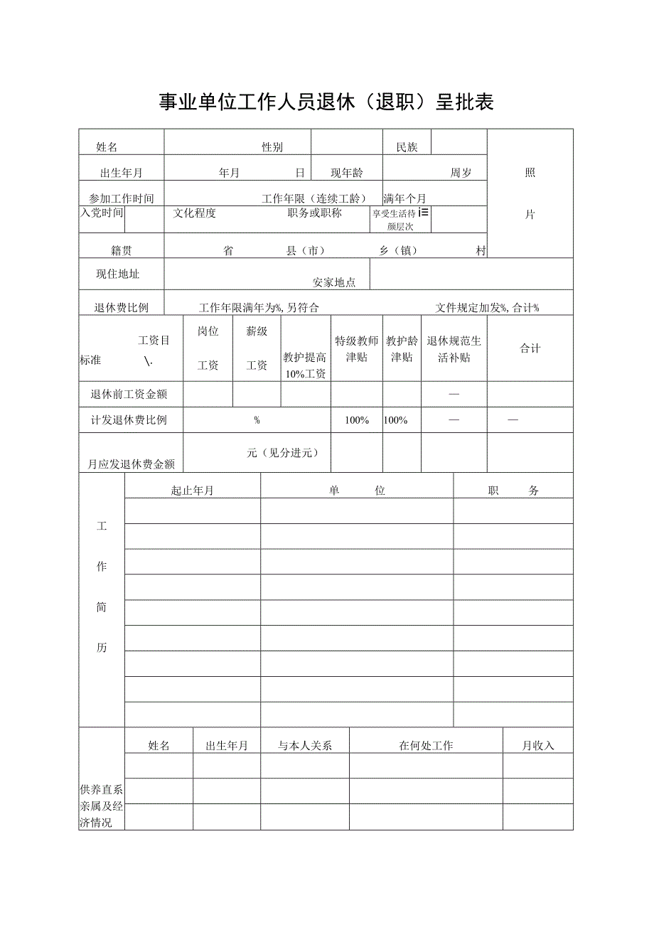 事业单位工作人员退休退职呈批表.docx_第1页