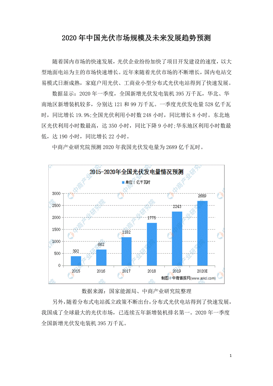 2020年中国光伏市场规模及未来发展趋势预测.doc_第1页