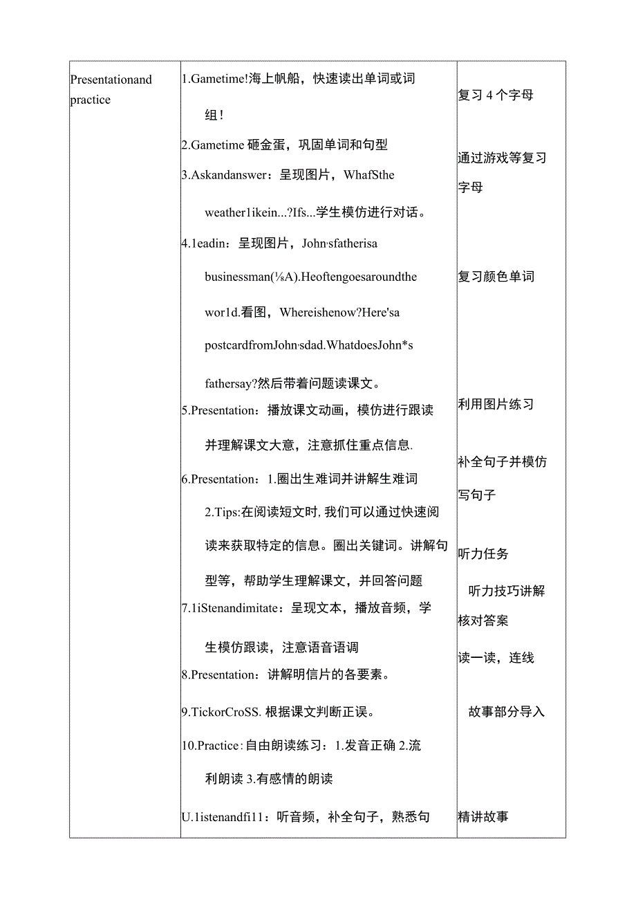 人教PEP四下核心素养目标Unit3WeatherReadandwrite&Storytime教案.docx_第2页