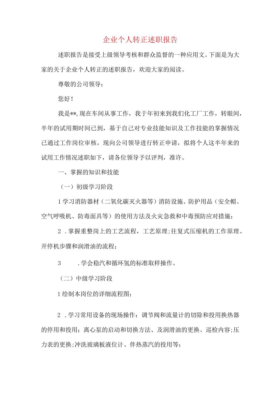 企业个人转正述职报告.docx_第1页