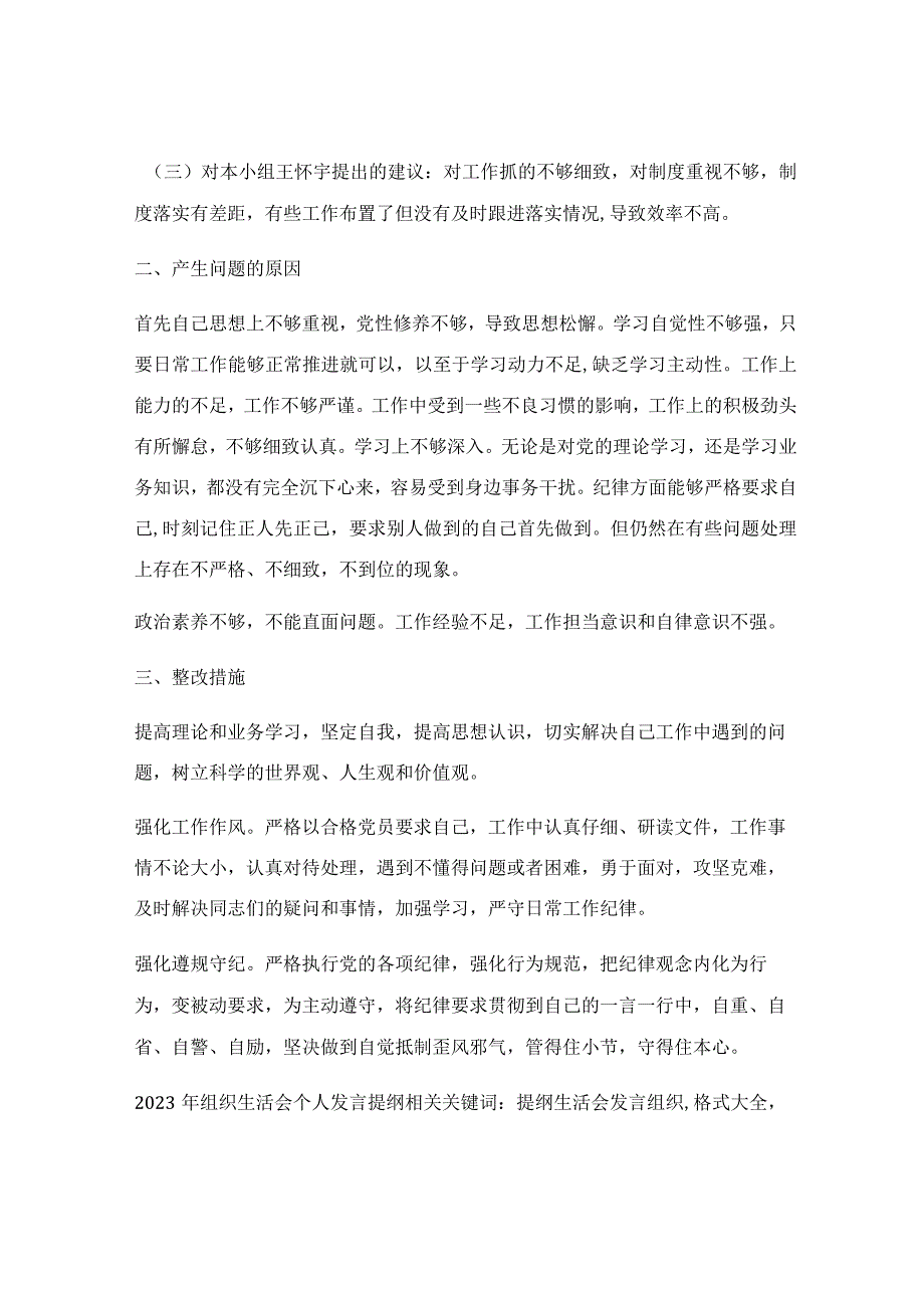 2023年组织生活会个人发言提纲_002.docx_第2页