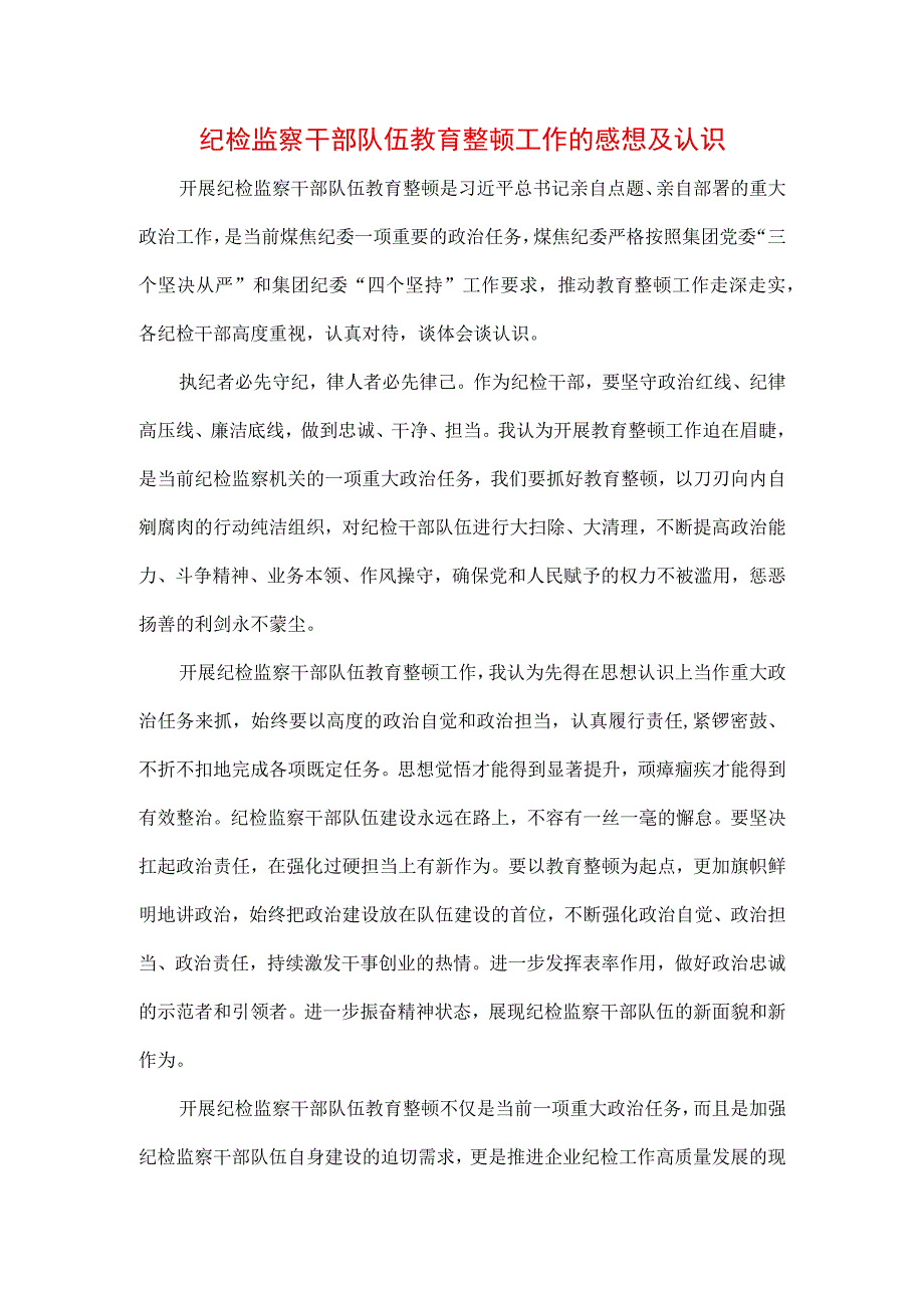 2023年纪检监察干部队伍纪律教育整顿专题个人学习心得（三篇）.docx_第1页