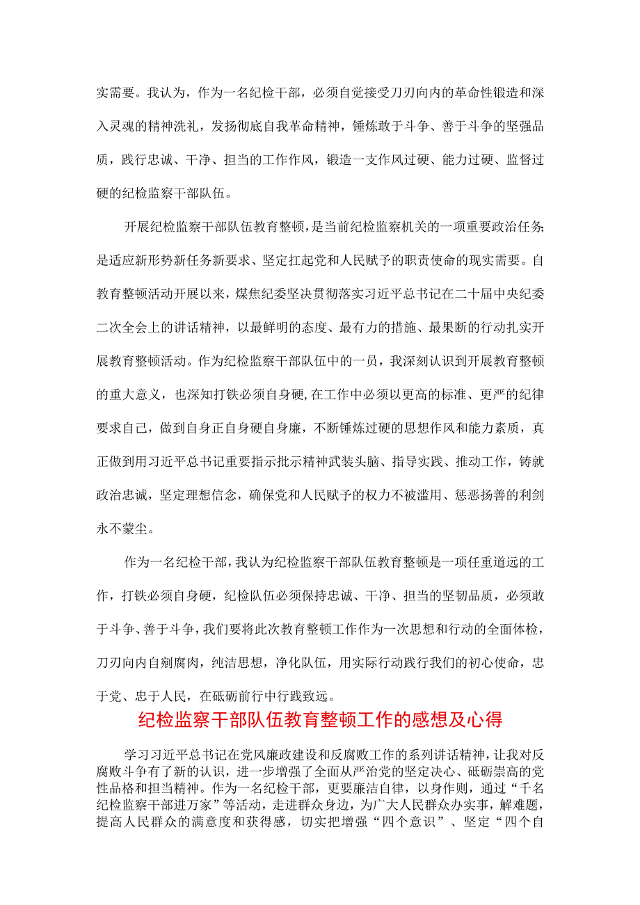 2023年纪检监察干部队伍纪律教育整顿专题个人学习心得（三篇）.docx_第2页