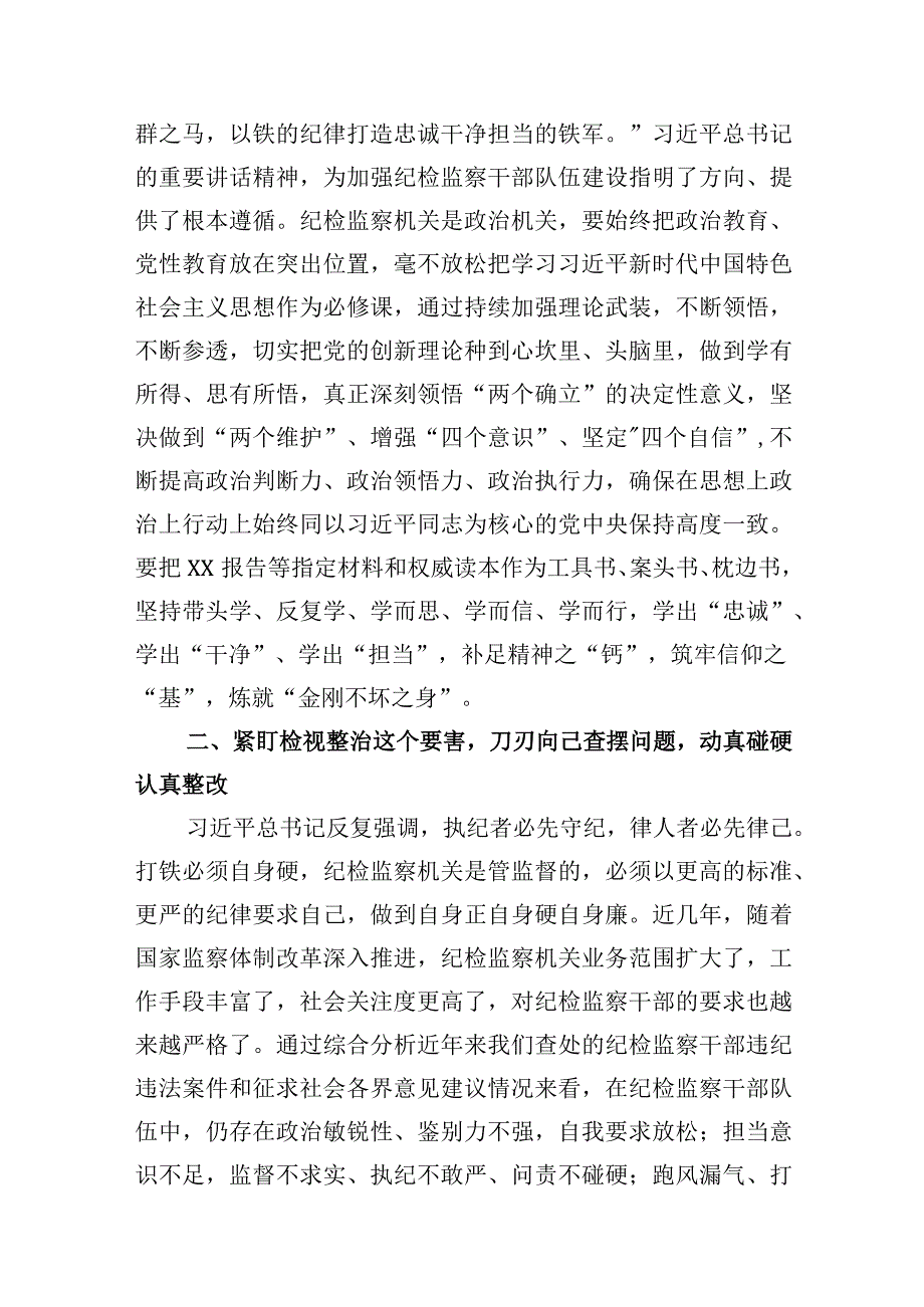 2023年纪检监察干部队伍教育整顿心得体会研讨发言材料精选共计4篇_002.docx_第2页