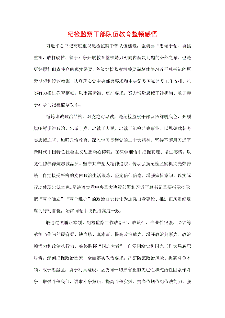 2023年纪检监察干部队伍纪律教育整顿专题学习心得（三篇）.docx_第3页