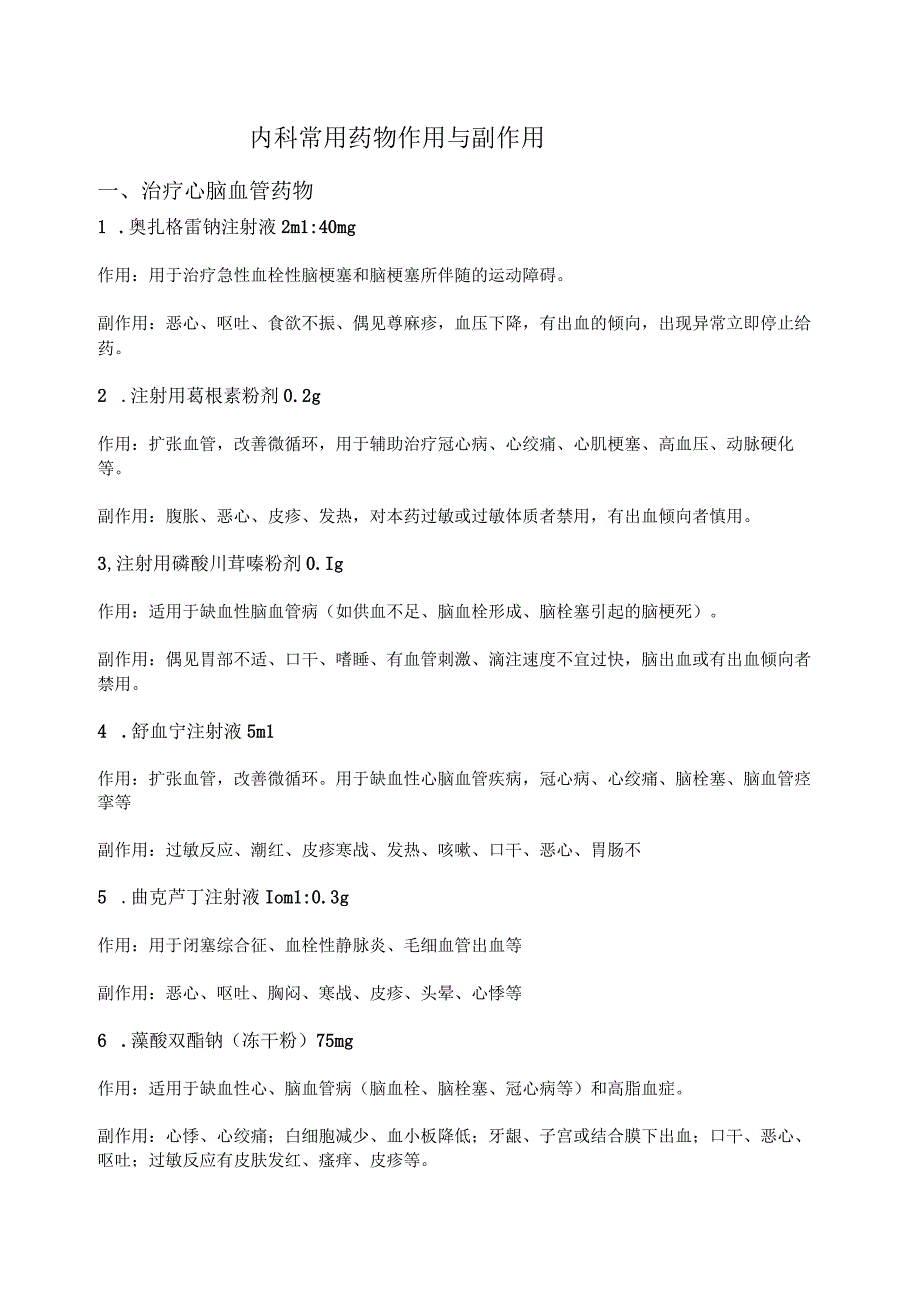 内科常用药作用与副作用.docx_第1页