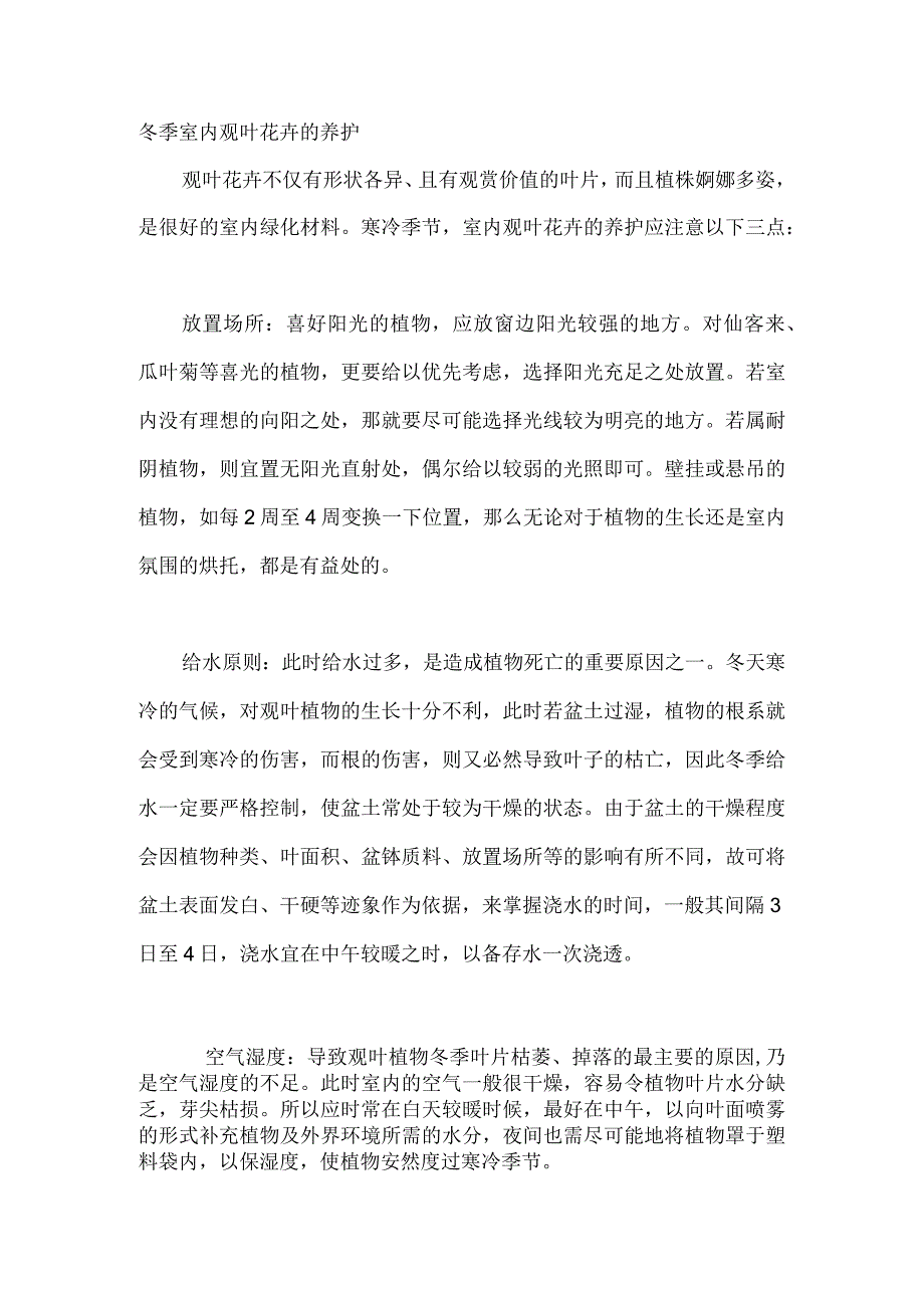 冬季室内观叶花卉的养护.docx_第1页